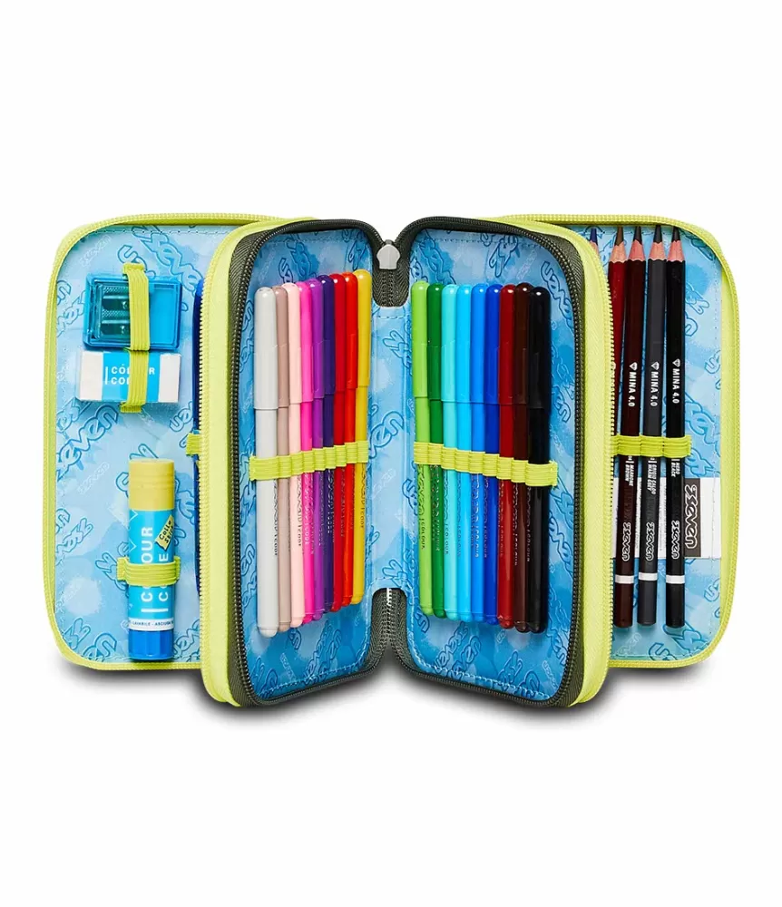 Best Sale Seven ® 3 Zip Pencil Case - Greenish Wild