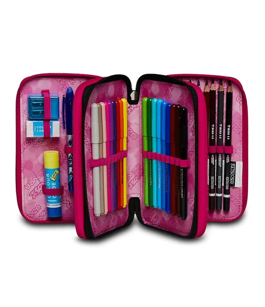 Hot Seven ® 3 Zip Pencil Case - Kiddie Crush