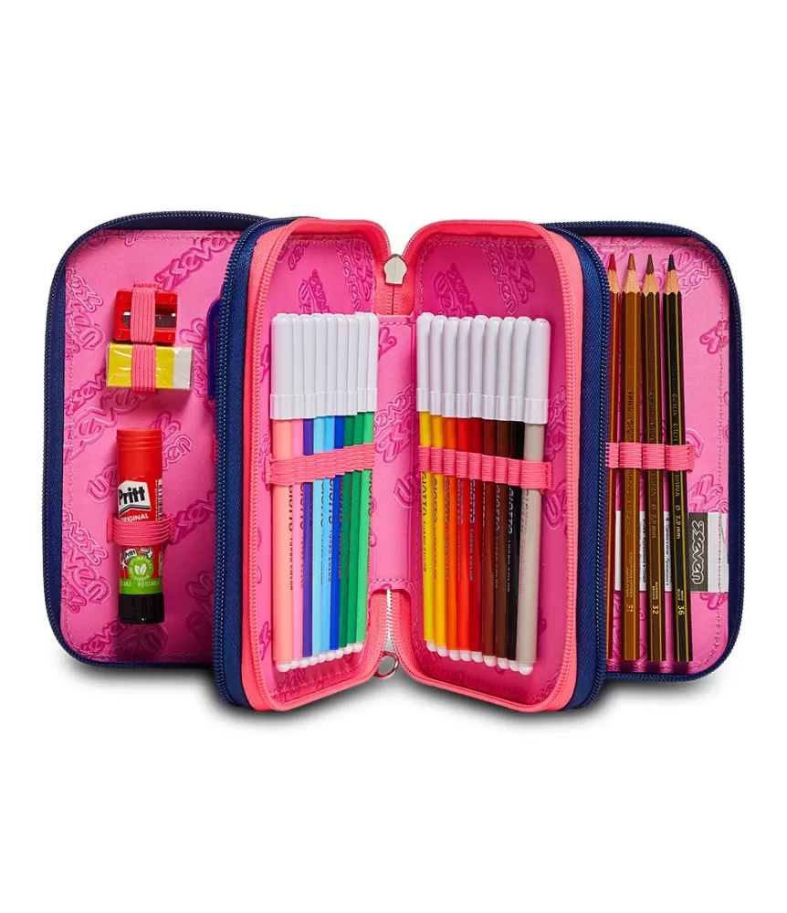 Sale Seven ® 3 Zip Pencil Case - Rock On Girl