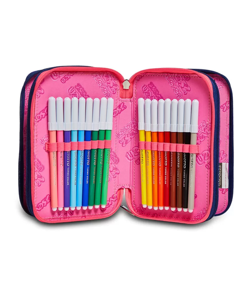 Sale Seven ® 3 Zip Pencil Case - Rock On Girl