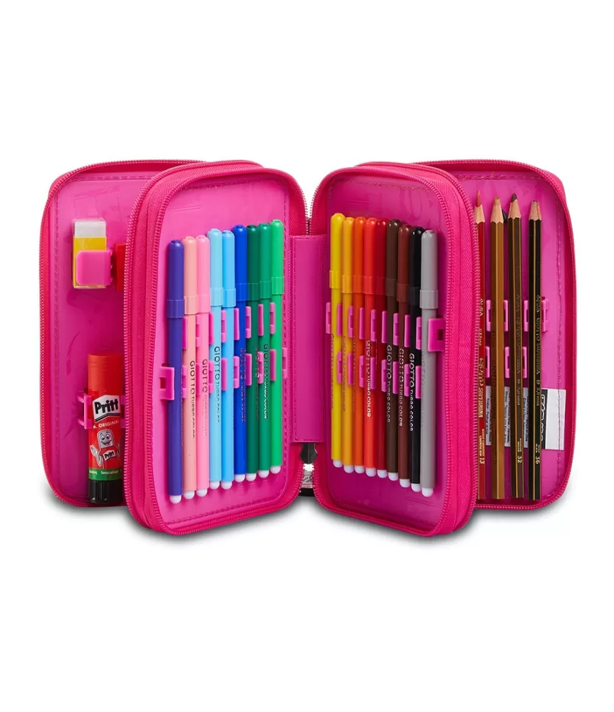 Best Seven ® 3 Zip Pencil Case Pen Pad - Romantic Freedom