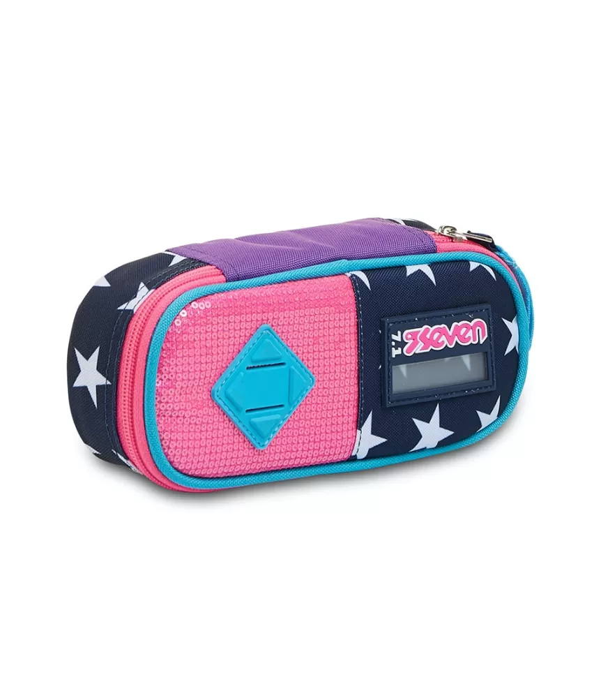 Discount Seven ® Round Plus Pencil Bag - Pinking Blue