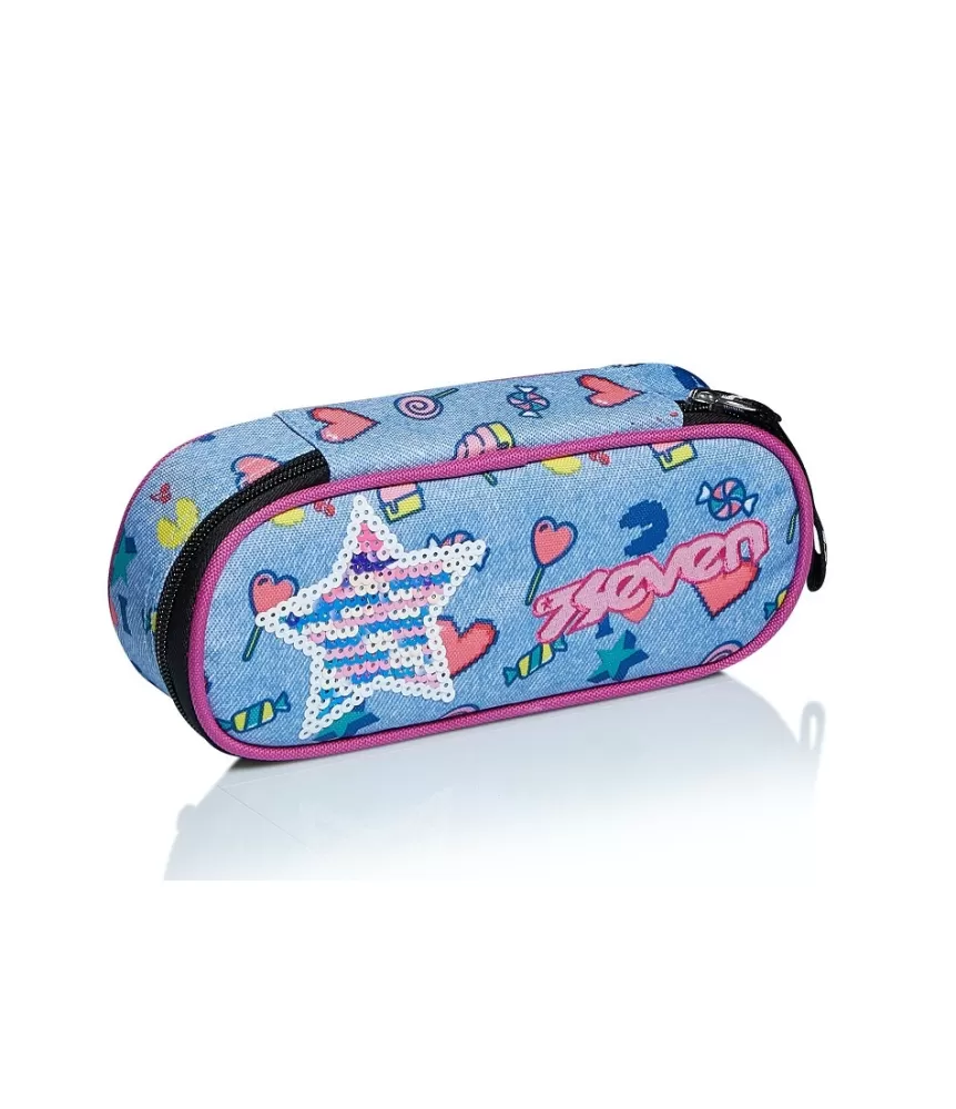 Store Seven ® Round Plus Pencil Bag - Starry Rainbow