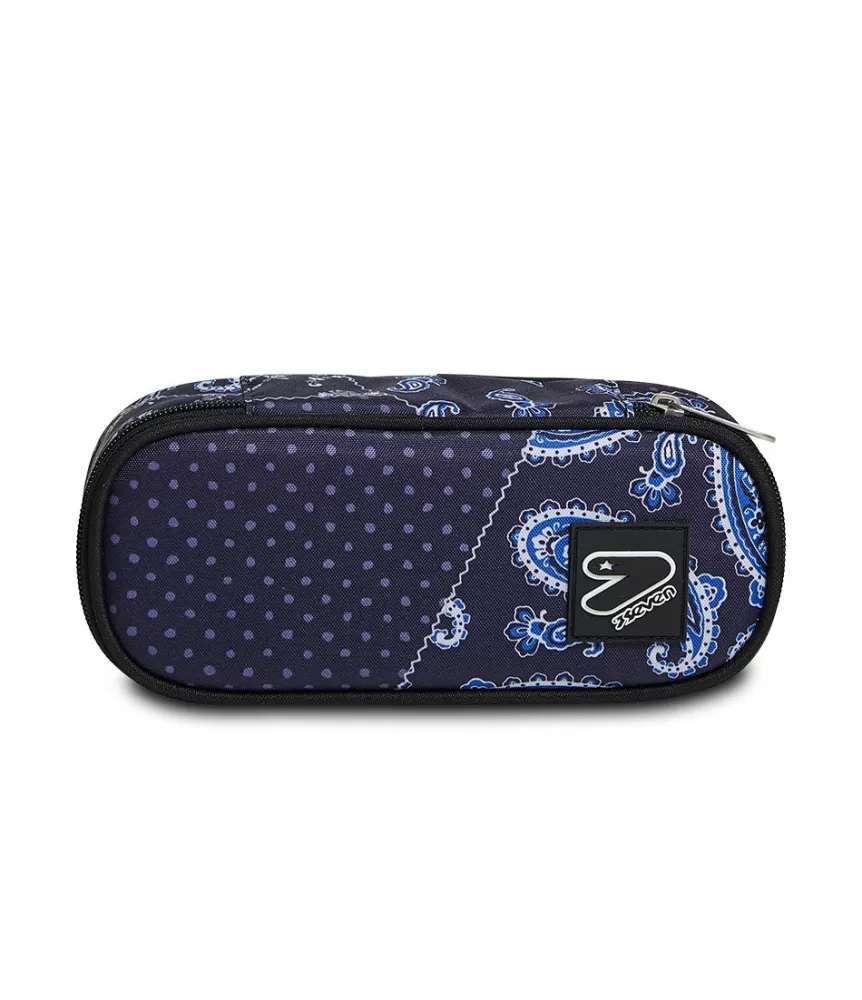 Best Seven ® Round Plus Pencil Bag The Double Blue Cashmere